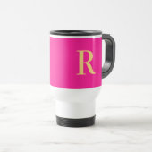 Modern Eenvoudig Monogram Heet Roze Reisbeker (Voorkant rechts)