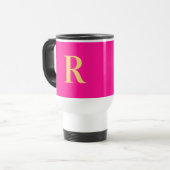 Modern Eenvoudig Monogram Heet Roze Reisbeker (Voorkant links)