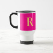 Modern Eenvoudig Monogram Heet Roze Reisbeker (Links)