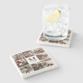 Modern Eenvoudig Monogram Initiaal Familienaam & F Stenen Onderzetter (Zijkant)