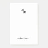 Modern Eenvoudig Monogram Initiaal Notitieblok Post-it® Notes (Voorkant)