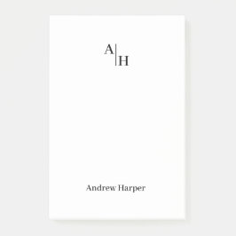 Modern Eenvoudig Monogram Initiaal Notitieblok Post-it® Notes