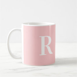 Modern eenvoudig monogram roze koffiemok