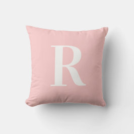 Modern eenvoudig monogram roze kussen