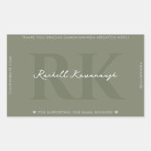 Modern Eenvoudig Monogram Sage Groen Rechthoekige Sticker (Voorkant)