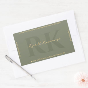 Modern Eenvoudig Monogram Sage Groen Rechthoekige Sticker