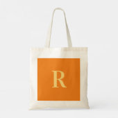 Modern Eenvoudig Monogram Sinaasappel Tote Bag (Achterkant)