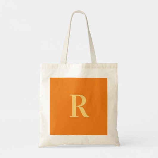 Modern Eenvoudig Monogram Sinaasappel Tote Bag (Achterkant)