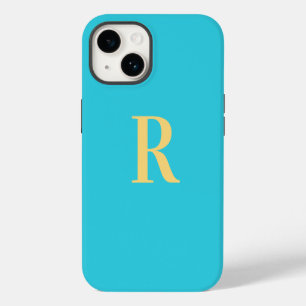Modern Eenvoudig Monogram Teal Aqua iPhone 14 Hoesje