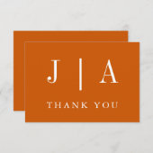 Modern Eenvoudig Monogram Verbrande Sinaasappel Wi Bedankkaart (Voorkant / Achterkant)