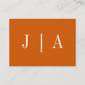 Modern Eenvoudig Monogram Verbrande Sinaasappel Wi Informatiekaartje (Achterkant)