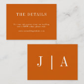 Modern Eenvoudig Monogram Verbrande Sinaasappel Wi Informatiekaartje (Voorkant / Achterkant)