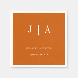 Modern Eenvoudig Monogram Verbrande Sinaasappel Wi Servet