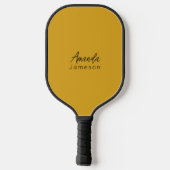 Modern Eenvoudig Mosterd Geel Monogram Pickleball Paddle (Achterkant)