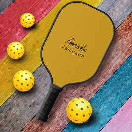 Modern Eenvoudig Mosterd Geel Monogram Pickleball Paddle