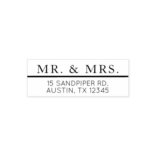 Modern eenvoudig Mr & Mrs Classic retouradres Zelfinktende Stempel (Design)