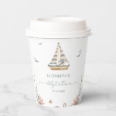 Modern eenvoudig nautisch zeilboot Baby shower Papieren Bekers (Achterkant)
