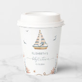 Modern eenvoudig nautisch zeilboot Baby shower Papieren Bekers (Voorkant)