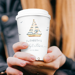 Modern eenvoudig nautisch zeilboot Baby shower Papieren Bekers