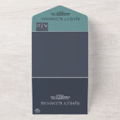 Modern Eenvoudig Navy Blauw Blauwgroen Elegant Huw All In One Uitnodiging (Buitenkant)