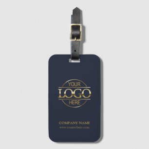Modern Eenvoudig Navy Blue Business Logo Medewerke Bagagelabel