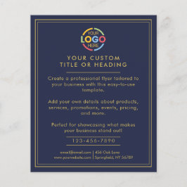 Modern Eenvoudig Navy Blue Business Logo Promotion Flyer