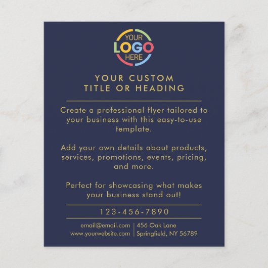 Modern Eenvoudig Navy Blue Business Logo Promotion Flyer (Voorkant)