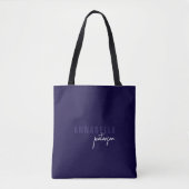 Modern Eenvoudig Navy & Wit Minimalistisch Schrift Tote Bag (Voorkant)