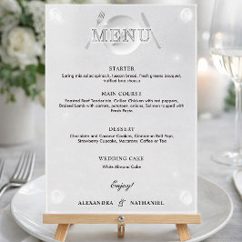 Modern Eenvoudig Nep Acryl Zwart Wit Huwelijk Menu