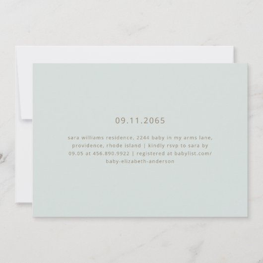 Modern & eenvoudig neutraal Baby shower Kaart (Achterkant)