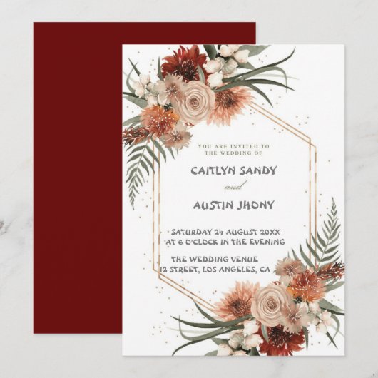 Modern Eenvoudig Neutraal Boho Bloemig Kaart (Voorkant / Achterkant)