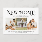 Modern Eenvoudig Nieuw Huis 3 Foto Moving Black Aankondigingskaart (Voorkant)