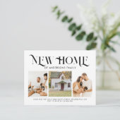 Modern Eenvoudig Nieuw Huis 3 Foto Moving Black Aankondigingskaart (Staand voorkant)