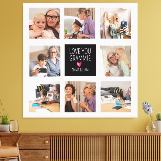 Modern Eenvoudig Oma Hart 8 Fotocollage Custom Canvas Afdruk (Insitu (Woonkamer))