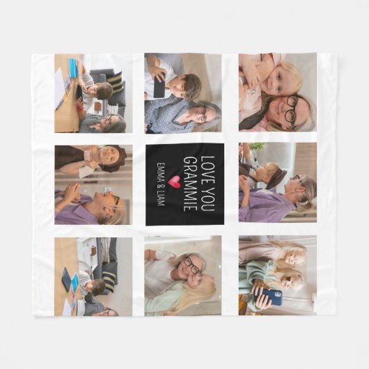 Modern Eenvoudig Oma Hart 8 Fotocollage Custom Fleece Deken (Voorkant (Horizontaal))