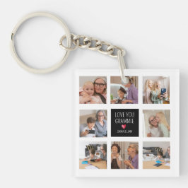 Modern Eenvoudig Oma Hart 8 Fotocollage Custom Sleutelhanger
