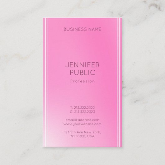 Modern eenvoudig ontwerp Elegant Roze Sjabloon Tre Visitekaartje (Voorkant)