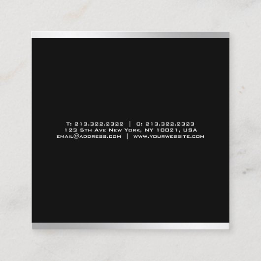 Modern eenvoudig ontwerp Elegant zilveren professi Vierkante Visitekaartje (Achterkant)