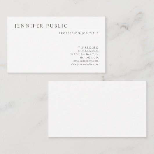 Modern eenvoudig ontwerp Elegante minimalistische  Visitekaartje (Voorkant / Achterkant)