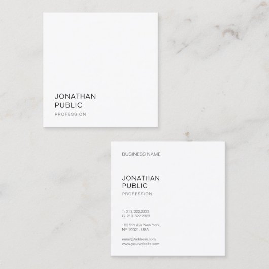 Modern eenvoudig ontwerp Sjabloon Elegant Professi Vierkante Visitekaartje (Voorkant / Achterkant)
