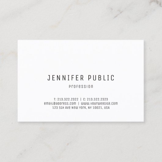 Modern eenvoudig ontwerp Trendy Elegant White Sjab Visitekaartje (Voorkant)