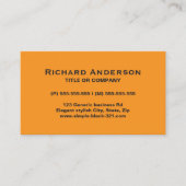 Modern eenvoudig oranje zwart visitekaartje (Voorkant)