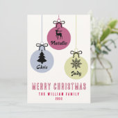 Modern eenvoudig Ornament familienaam niet foto Feestdagenkaart (Staand voorkant)