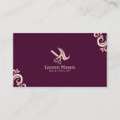 Modern Eenvoudig Paarse en Perzik Haar Stylist Sal Visitekaartje (Achterkant)