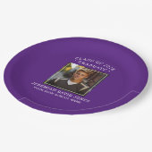 Modern Eenvoudig Paarse en Witte Foto Afstuderen Papieren Bordje (Gekanteld)