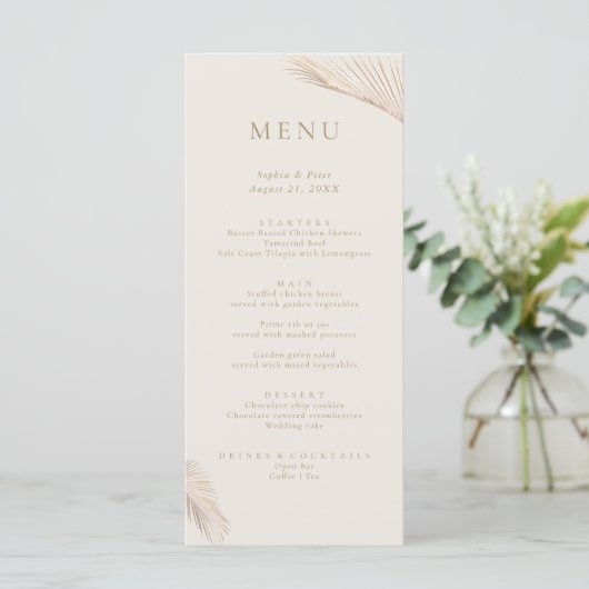 Modern eenvoudig palmblad menu (Staand voorkant)