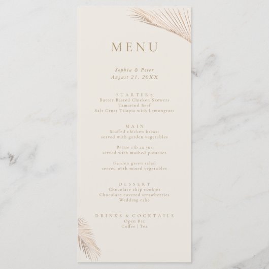 Modern eenvoudig palmblad menu (Voorkant)