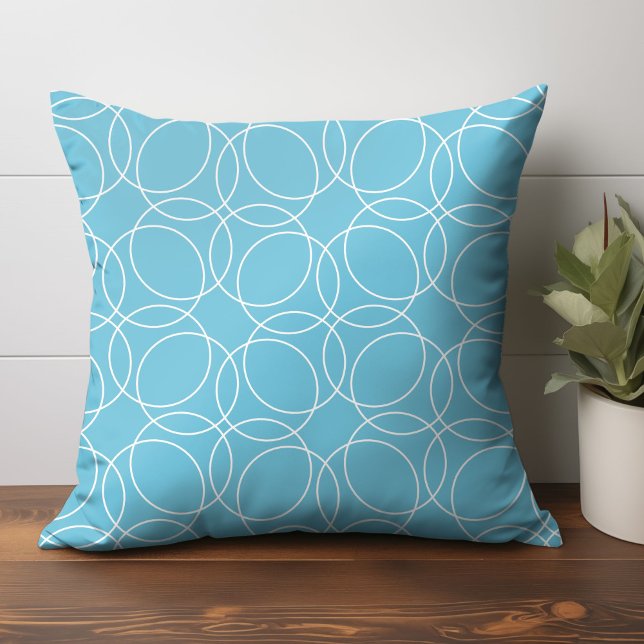 Modern eenvoudig patroon kussen (circle pattern throw pillow in light blue)