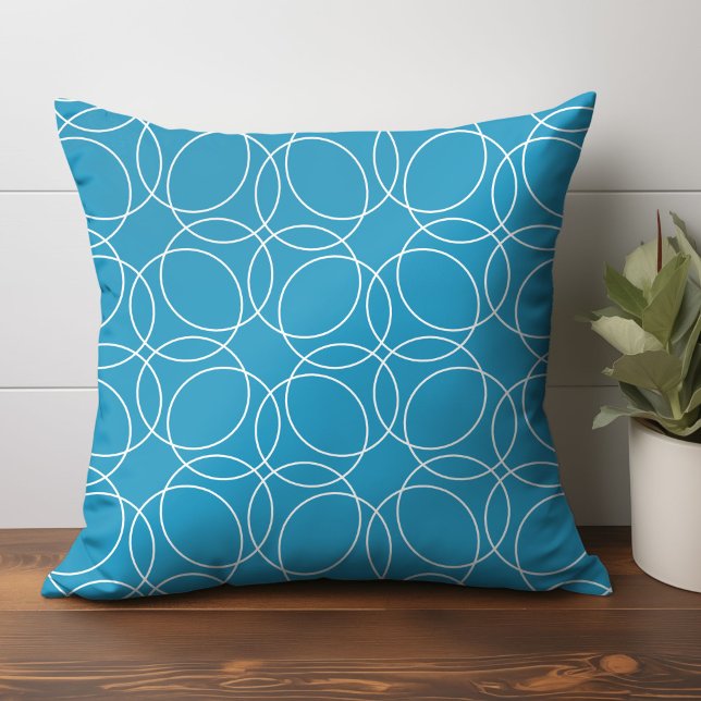 Modern eenvoudig patroon kussen (circle pattern throw pillow home decor in blue)