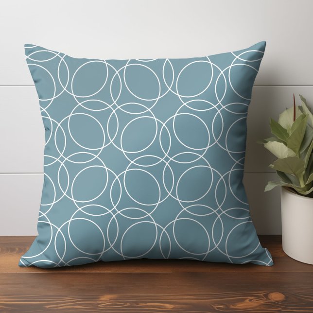 Modern eenvoudig patroon kussen (circle pattern throw pillow in gray blue)